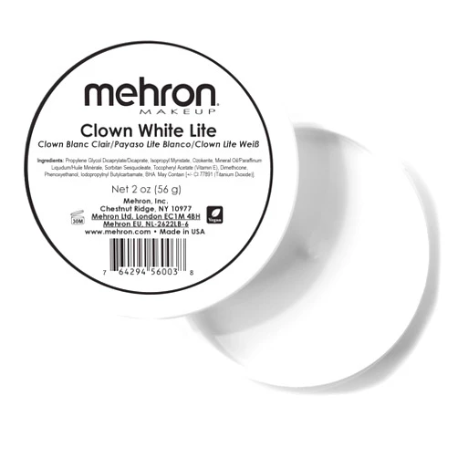 Mehron Makeup Clown White Lite | Professional Face Paint & Body Paint | White Cream Makeup, White Face Paint Makeup for Clown Makeup, Stage, Film, Cosplay, Mime, & Halloween 2 oz (56g)