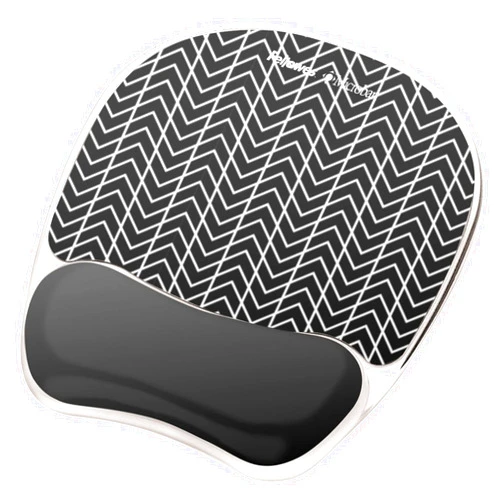 Fellowes Photo Gel Mouse Pad Wrist Rest with MICROBAN - Black Chevron (9549901)