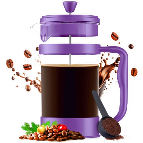 Utopia Kitchen 34 Ounce 1 Liter French Press Coffee Maker, Tea Maker, Travel Coffee Presses, Heat Resistant Thickened Borosilicate Coffee Pot for Camping Travel Gifts, Plum Pack of 1