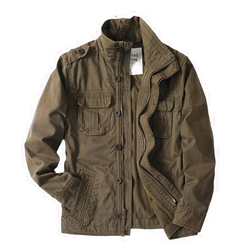 CJQJPNZ Spring Casual Camo1 Workwear Denim Jacket Men's Mountaineering Stand Collar Wash And Make Old Military Jacket