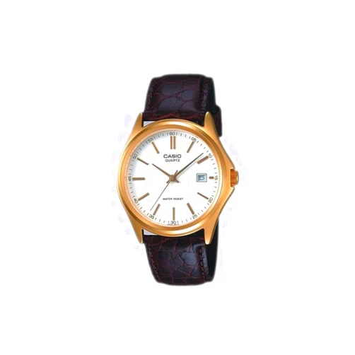 Casio MTP-1183Q-7A Men's Gold Analog Dress Watch w/Croc-Leather Band & Date
