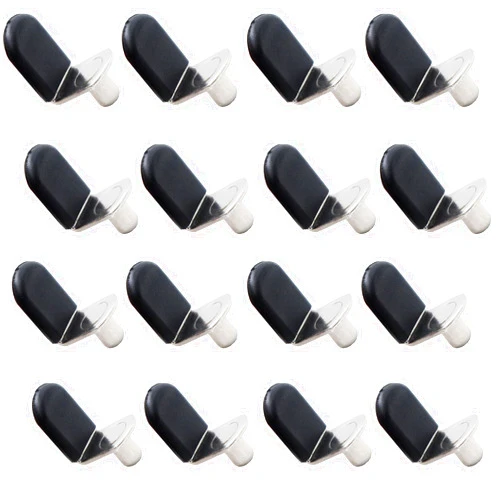 TSGANGY Shelf Bracket Pegs 1/4 Inch Diameter Shelf Support Pegs with Hole,Nickel Plated L-Shaped Clips Silicone Sleeve for Kitchen & Bookcase Shelf Cabinet Furniture Closet Shelf Pins (50 Pcs)