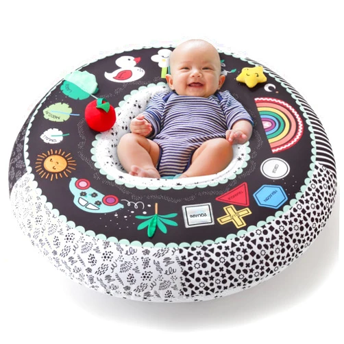 The Peanutshell Inflatable Baby Seat, Sitting Support, Activity Center for Babies 0-6 Months, Black and White High Contrast Play Ring