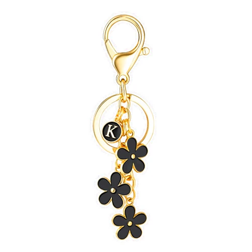 SELOVO Initial Keychain White/Pink Flower Charms for Key Cute Letter Keyring for Handbag Backpack