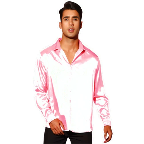 Lars Amadeus Men's Dress Satin V Neck Long Sleeves Button Slim Fit Prom Party Shirts