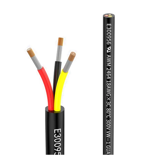 Matugajp 18awg 3 wire cable 18/3 Electrical Wire 3 Core Extension Cable 50 feet UL2464 DC 5V/12V/24V/300V 18 Gauge Oxygen Free Stranded Tinned Copper Wire(18/3-50FT)