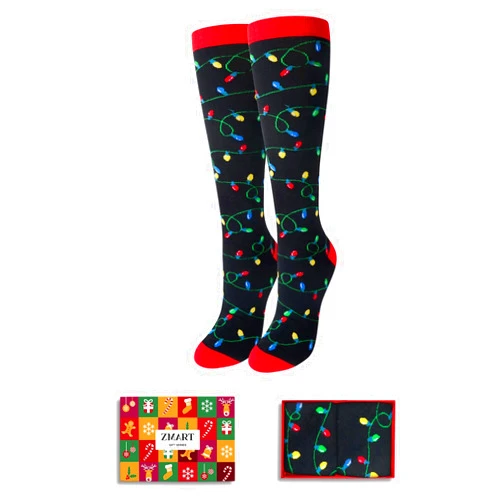 Zmart Women American Flag Pickle Pineapple Chicken Knee High Socks, Gifts For American Fruit Corgi Animal Lovers
