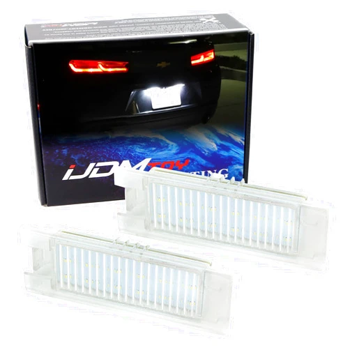 iJDMTOY OEM-Fit 3W Full LED License Plate Light Kit Compatible With 2014-up Chevy Camaro, 2013-15 Chevy Malibu, 2011-up Chevy Volt, 2016-up Chevy Cruze, 18-SMD Xenon White LED & Can-bus Error Free