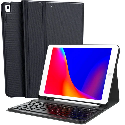 CHESONA Keyboard Case for iPad 9th Generation 2021 10.2 Inch, Detachable Wireless with Pencil Holder Stand Folio Keyboard Cover for iPad 9th Gen/8th Gen/7th Gen 10.2