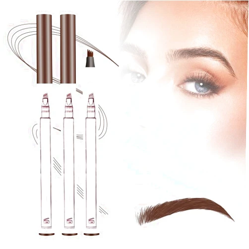 Fiopet 2PCS 3D Magic Microblading Eyebrow Pencil, 2025 New Waterproof Microblading Eyebrow Pen 4 Fork Tip Tattoo Pencil, Upgrade 24 Hours Fine Stroke Eyebrow Pen Makeup Eyebrow Pencil (Light Brown)