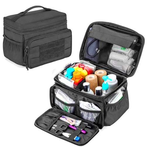 Damero Small Medicine Storage Bag Empty, Emergency Trauma Kit Organizer Bag Family First Aid Box for Hiking, Camping and Home - No Accessories Included