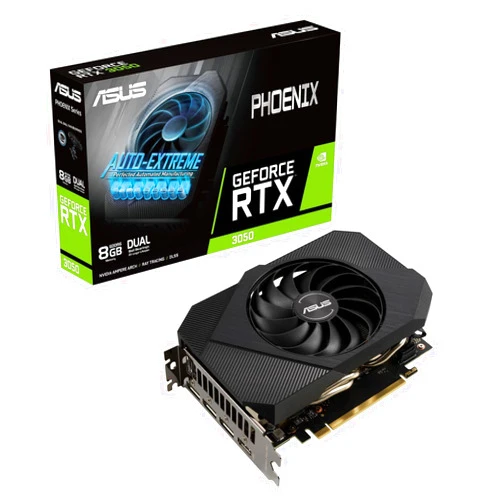 ASUS Phoenix NVIDIA GeForce RTX 3050 Gaming Graphics Card - PCIe 4.0, 8GB GDDR6 Memory, HDMI 2.1, DisplayPort 1.4a, Axial-tech Fan Design, Protective Backplate, Dual Ball Fan Bearings, Auto-Extreme