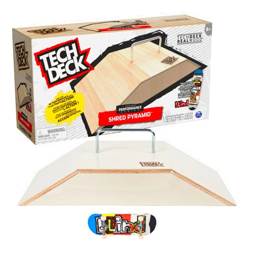TECH DECK Performance Series, Shred Pyramid Set with Metal Rail and Exclusive Blind Fingerboard, Made with Real Wood, Kids Toy for Boys and Girls Ages 6 and up