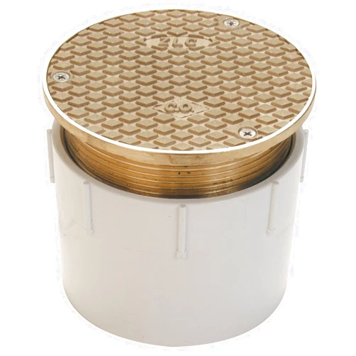 Zurn CO2450-PV3, Adjustable Floor Cleanout, 3 Inch PVC Hub Connection , Brass , 3