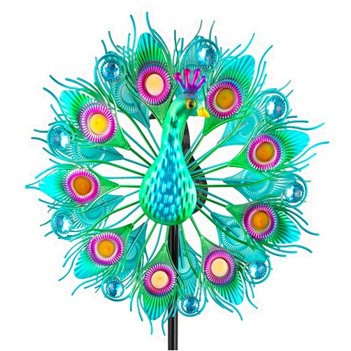 Stargarden Wind Spinners Outdoor, Peacock Metal Wind Spinner, 13 Inch Kinetic Wind Sculptures & Spinners, Decorative Waterproof Pinwheels for Yard and Garden Decor