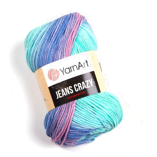 Yarn Art YARNART Jeans Crazy - Multicolor Knitting Yarn, Baby Yarn, Amigurumi, Blanket Yarn, Acrylic, Summer Yarn, 55% Cotton, 1.76 Oz, 174.98 Yds (8203)