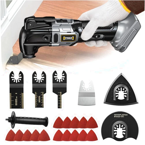 DIYtoolifz Cordless Oscillating Tool for Dewalt 20V Battery, 6 Variable Speed Brushless-Motor Tool, Oscillating Multi Tool Kit for Cutting Wood Drywall Nails Remove Grout & Sanding(Battery Not Included)