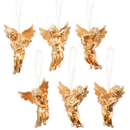 Amosfun 30Pcs Christmas Angel Ornament Mini Angel Cherub Christmas Tree Decorations Miniature Angels Figurine Xmas Hanging Decors for DIY Wedding Party 6cm (Golden)