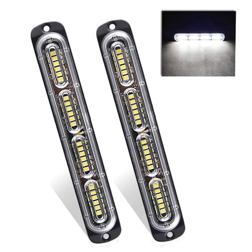 Teguangmei Emergency Warning Strobe Lights, Universal 2 Pack 24 LED 72W Flashing Surface Mount White Caution Construction Hazard Strobe Light Bar for Car Vehicle Truck Boat ATVs 12-24V