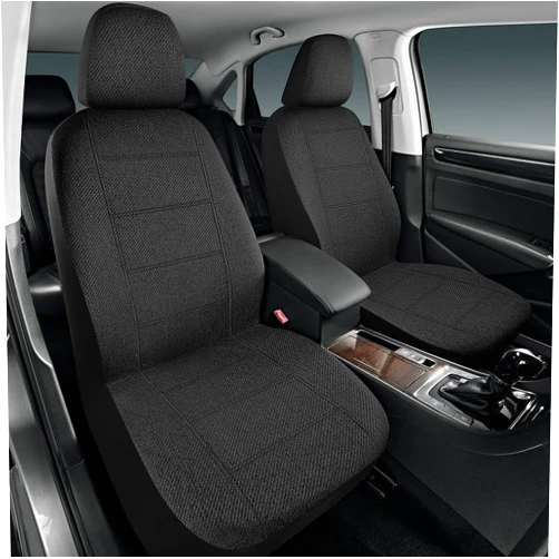 Road Comforts Car Seat Covers for Front Seat, Low Back Heavy Duty Breathable Flax Seat Protector, Airbag, Not Seat Belt Compatible, Washable Seat Cover Fits for Most Cars, Trucks, SUVs, Vans Black