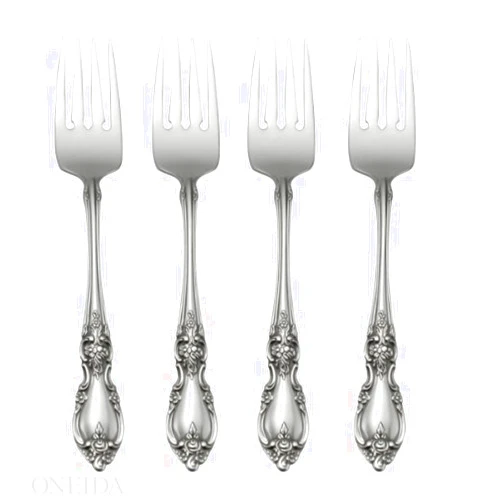 Oneida Louisiana Fine Flatware Salad Forks, Set of 4, 18/10 Stainless Steel