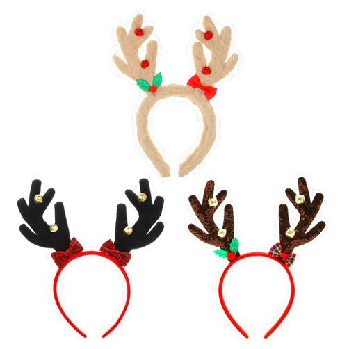 Madison Tyler Christmas Headbands for Women | 3 Pcs Christmas Antlers Hair Band for Adults | Headwear for Thick and Thin Hair | Xmas Holiday Hair Accessories