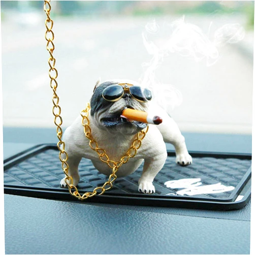 Jiuke Bully Pitbull Dog Car Interior Deration Dashboard Ornament Fashion Funny Cute Home Deration Auto Accessories No Base-White