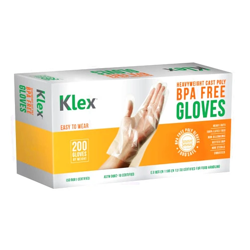 Klex 1000 Heavyweight Cast Poly Disposable Kitchen Gloves Large, BPA Free, Food Grade