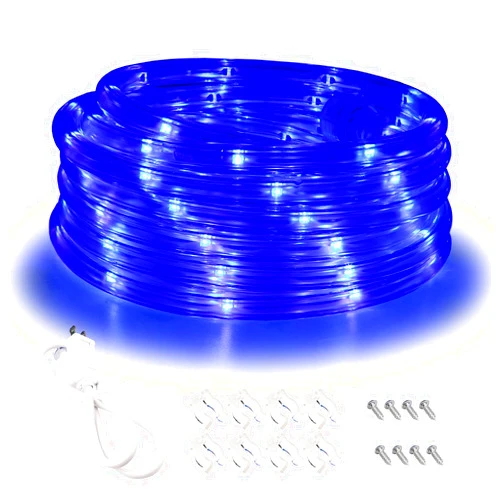 Areful Blue LED Lights, 16ft Rope Lights, Connectable and Flexible Blue Strip Lighting, High Brightness 3528 LEDs with Clear PVC Jacket, Waterproof Weatherproof for Indoor Outdoor Use