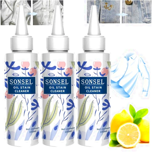 Yutdiery Sonsel Oil Stain Cleaner,Sonsel Oil Stain Remover,Garment Stubborn Stain Cleaner,Stain Remover for Clothes,Sonsel Stain Remover,Grease Remover for Clothes,Fabric Stain Remover (3PC)
