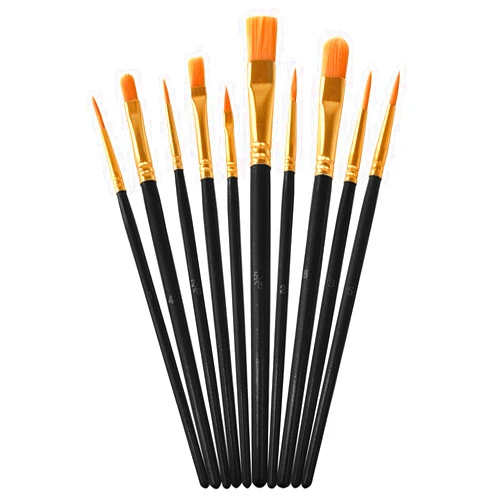 LNAUJS Paint Brushes Set,10 Pack Nylon Hair Paint Brushes for Acrylic Painting, Craft Paint Brushes, Watercolor and Oil Brushes, Black