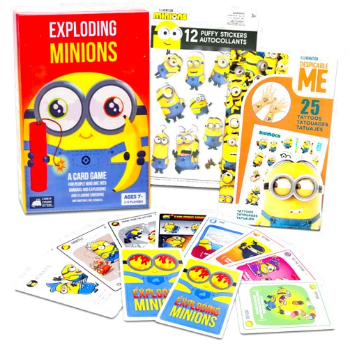 Minions Exploding Minions Card Game - Minions Party Activities Bundle Includes Exploding Minions Board Game Plus Minions Stickers and Minions Tattoos | Despicable Me Games