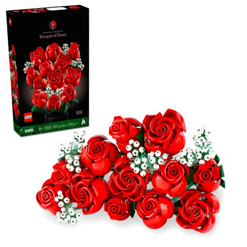 LEGO Icons Bouquet of Roses Building Set - Artificial Flowers for Dinner Table Centerpieces, Adults Ages 18+ - Fall & Thanksgiving Flower Decorations - 10328