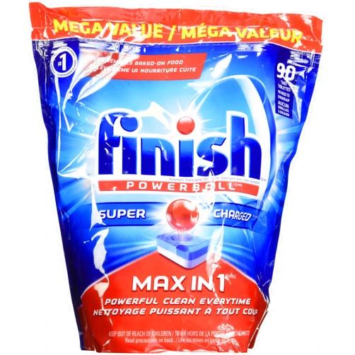 Finish Dishwasher Detergent, Max in 1 Powerball Super Charged 90 Tablets,(1 pack)