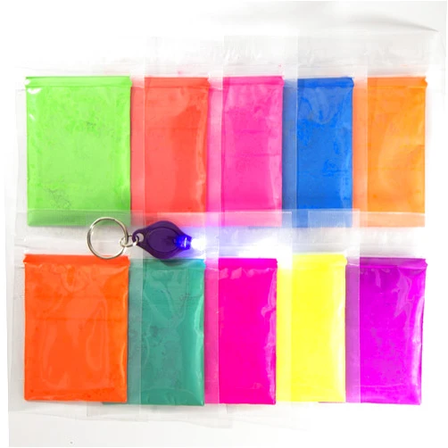 Techno Glow Inc Fluorescent UV Glow in The Dark Powder Pigment | Black Light Reactive | Formaldehyde-Free & ECO Friendly | Multi-Purpose Use Tint Dye (KIT (10 X 0.5 oz), 10 Piece Sample Kit)