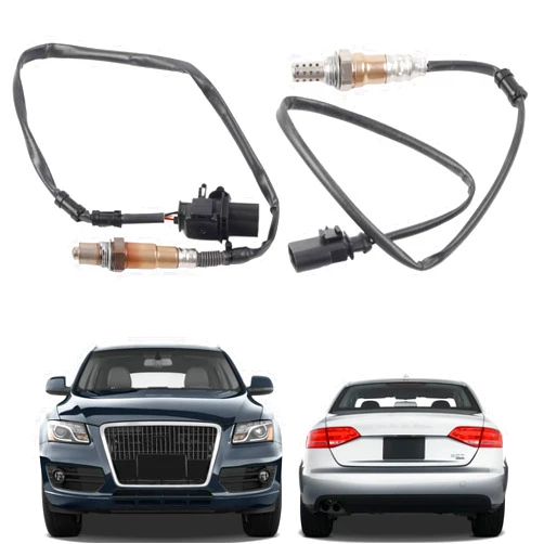 Dasbecan Oxygen Sensor Compatible with Audi Q5 2011-2017 2.0L, Audi A4 2009-2016 2.0L, A6 2012-2015 Upstream & Downstream O2 Sensor 2PCS Set Replaces# 250-24672 250-25040