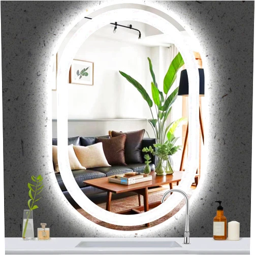 MEIOUKA 28 x 40 Inch Oval Lighted Vanity Mirror with Lights Oval LED Mirror for Bathroom Wall Oval Mirror with Lights Dimmable 3 Color 40 Oval Light up Mirror Anti Fog 40