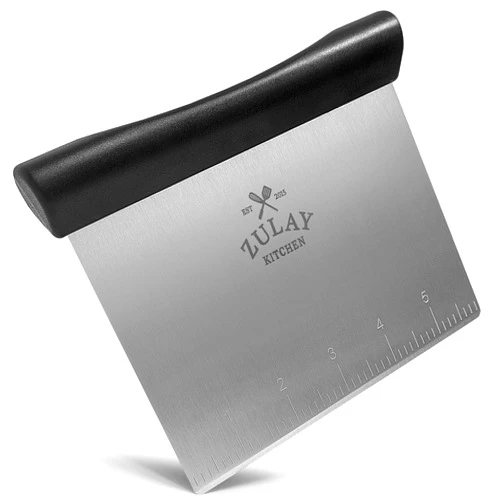 Zulay Kitchen Zulay Premium Multi-purpose Stainless Steel Bench Scraper & Chopper, Easy to Read Etched Markings for Perfect Cuts, Quick & Easy Multi-use Dough Scraper, Dough Cutter & Pastry Scraper (Black)