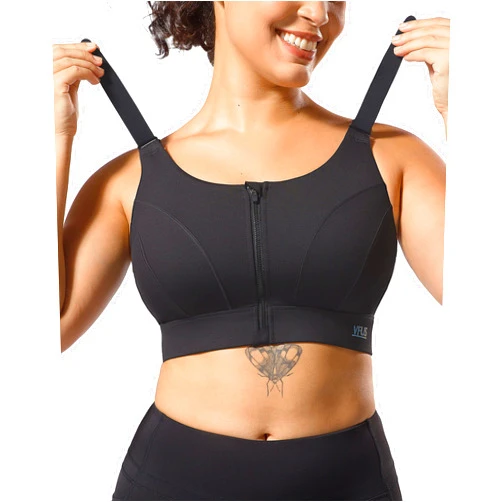 VFUS Adjustable High Impact Sports Bras for Women Zip Front Full Coverage and Lift Padded Compression Tops