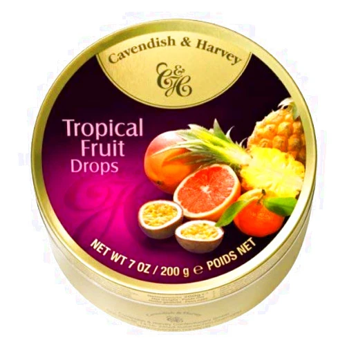 Cavendish & Harvey Tropical Fruit Drops 7 oz. Tin (1 tin) by Cavendish