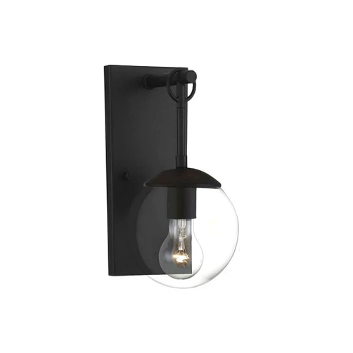 TRADE WINDS LIGHTING 1 Light Outdoor Wall Lantern in Mid-Century Modern Style-11 Inches Tall and 6 Inches Wide-Matte Black Finish
