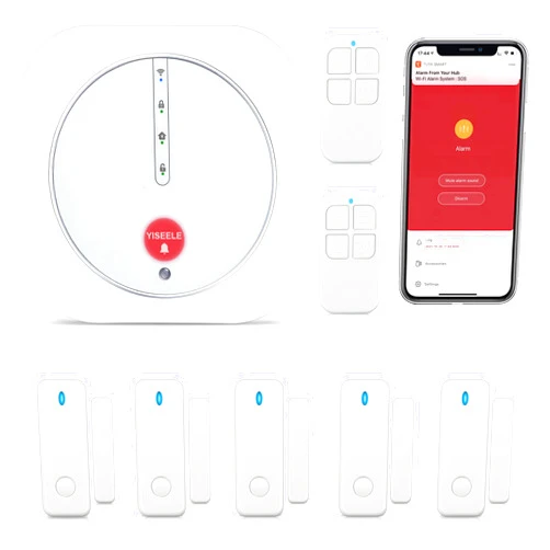 YISEELE Home Security System, Door Alarm System with WiFi, Alarm Security with Phone APP Alert, 9-Piece Kit: Alarm Siren, Door Window Sensor, Remote, Work with Alexa for House, Apartment