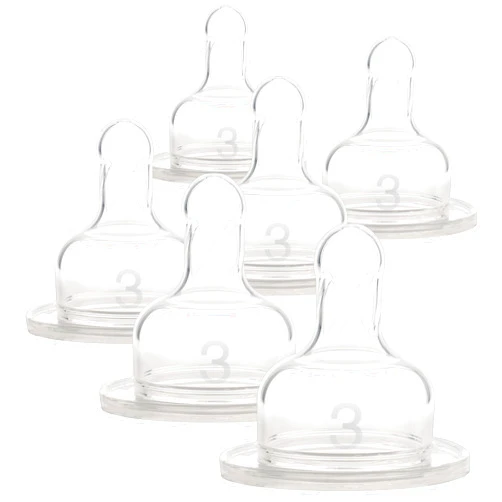 Dr. Brown's Original Wide-Neck Nipple, Level 3, Clear, 6 Count