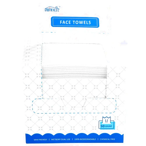 HOMEXCEL Face Towels, Disposable Face Towelette, Biodegradable Makeup Remover Dry Wipes 50 Count, Super Soft Clean Facial Towels Wash Cloth for Sensitive Skin