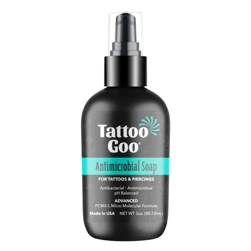 Tattoo Goo Cleansing Soap, 3 oz, For Piercing & Tattoo Aftercare, Hydrates and Cleans Dirt, pH Balanced Soap, Leaves No Residue, No Fragrance, Alcohol, Laonin or Petroleum Jelly