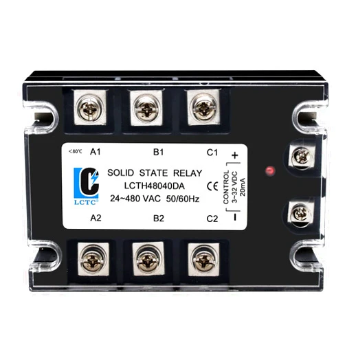 LCLCTC 3 Phase Solid State Relay SSR 40DA DC to AC (Input 3-32VDC to Output 24-480VAC) (DC to AC 40A)