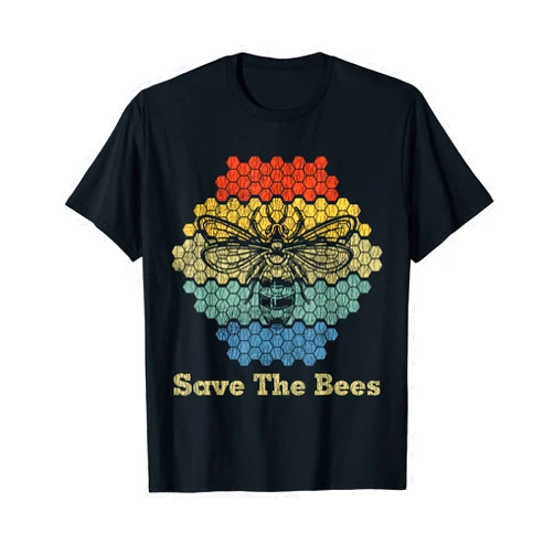 Bee Planet Apparel.USA Retro Vintage Bumble Bee Save The Bees Keeper Climate Change T-Shirt