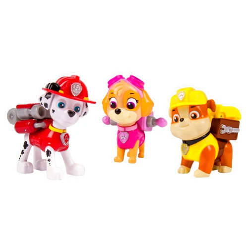 Paw Patrol Action Pack Pups 3pk Figure Set Marshall, Skye, Rubble