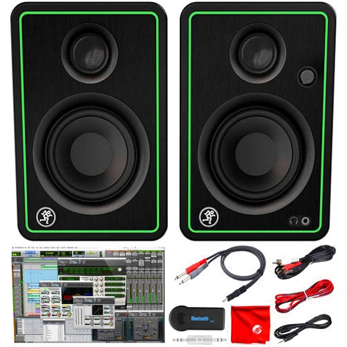 Mackie CR3-X 3-Inch Creative Reference Multimedia Monitors Bundle with Pro Tools First DAW Music Editing Software, Wireless Bluetooth Receiver and Dual 1/4