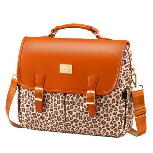 LOVEVOOK Laptop Bag for Women, Large Capacity Work Computer Bags Briefcase, Cute Shoulder Messenger Bag, Tote Purse Laptop Sleeve Case Fits 15.6-inch Laptop, Leopard Print-Brown Pro